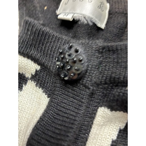 Just B Cardigan Women's M Black White Floral Roses Embroidered Beaded Y2K‎ - Picture 7 of 16